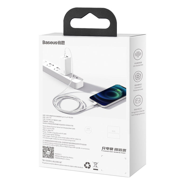 Baseus Superior Series Cable USB-C to Lightning, 20W, PD, 1m (white)