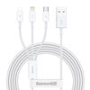 USB cable 3in1 Baseus Superior Series, USB to micro USB / USB-C / Lightning, 3.5A, 1.5m (white)