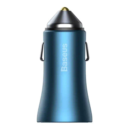 Baseus Golden Contactor Pro car charger, USB + USB-C, QC4.0+, PD, SCP, 40W (blue) + USB-C - Lightning cable 1m (blue)