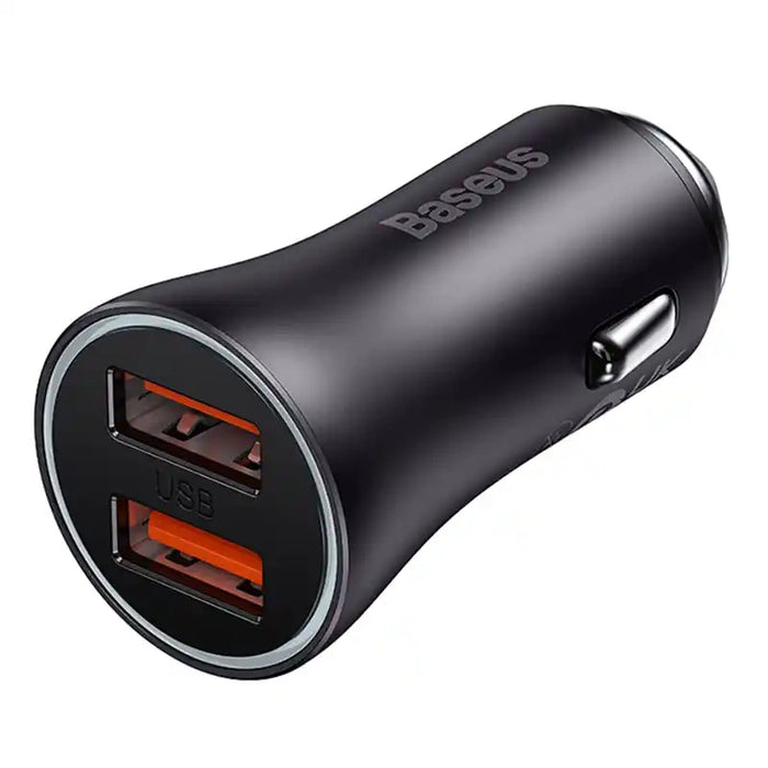Baseus Golden Contactor Max car charger, 2x USB, 60W (gray)