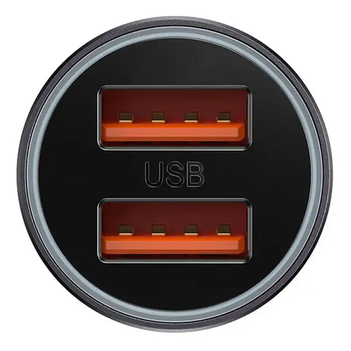 Baseus Golden Contactor Max car charger, 2x USB, 60W (gray)