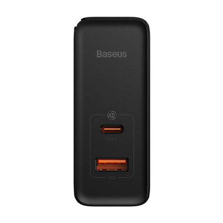 Wall charger Baseus GaN USB-C + USB, 100W + 1m cable (black)