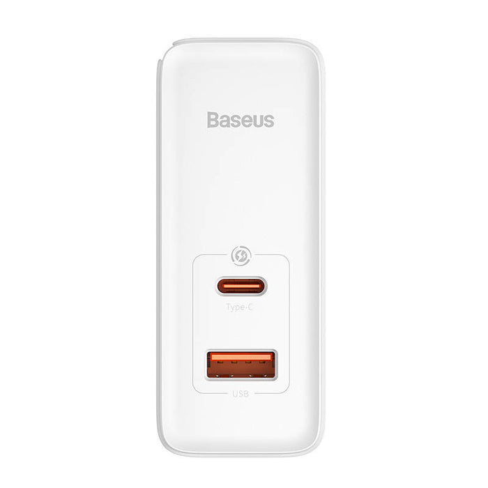Wall charger Baseus GaN5 Pro USB-C + USB, 100W + 1m cable (white)