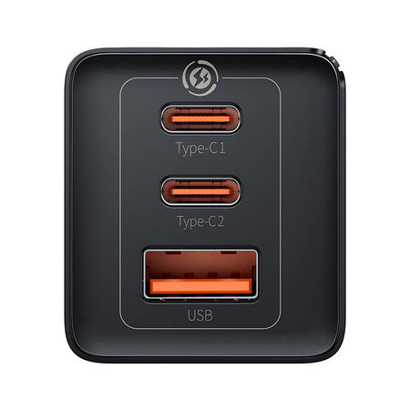 Wall charger Baseus GaN5 Pro 2xUSB-C + USB, 65W (black)