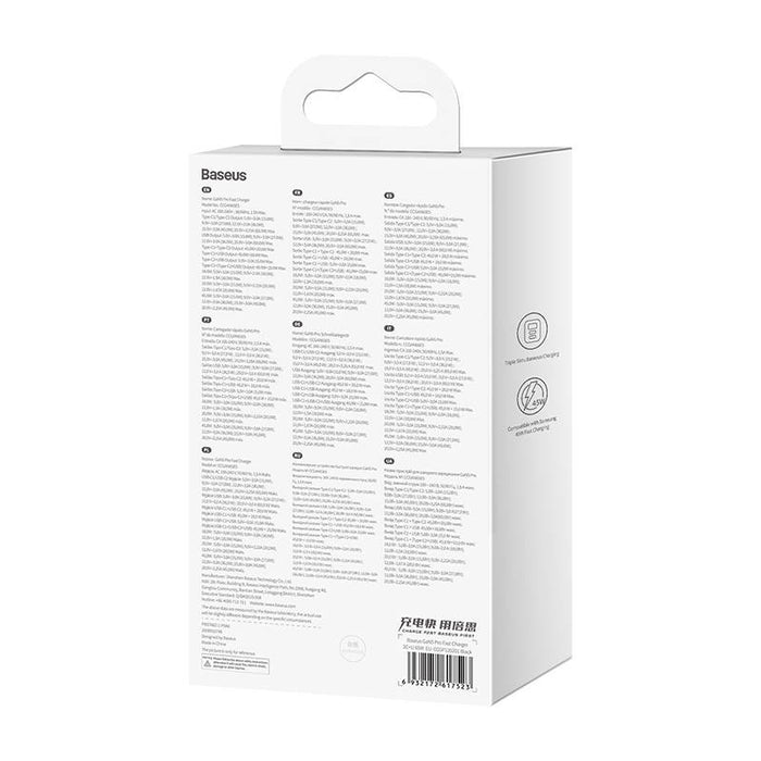 Wall charger Baseus GaN5 Pro 2xUSB-C + USB, 65W (black)