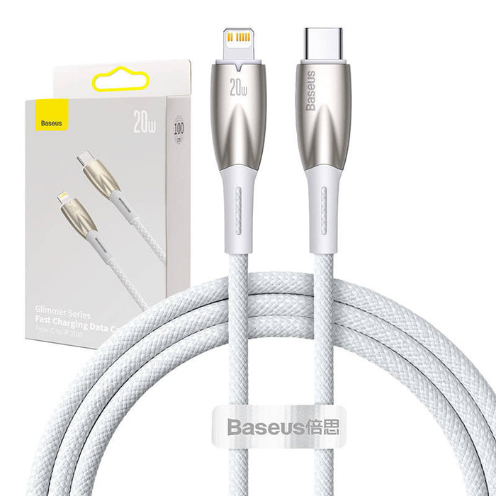 USB-C cable for Lightning Baseus Glimmer Series, 20W, 1m (White)