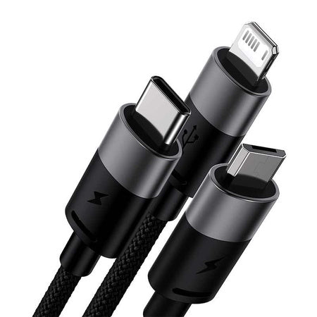 3in1 USB cable Baseus StarSpeed Series, USB-C + Micro + Lightning 3,5A, 1.2m (Black)