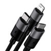 3in1 USB cable Baseus StarSpeed Series, USB-C + Micro + Lightning 3,5A, 1.2m (Black)