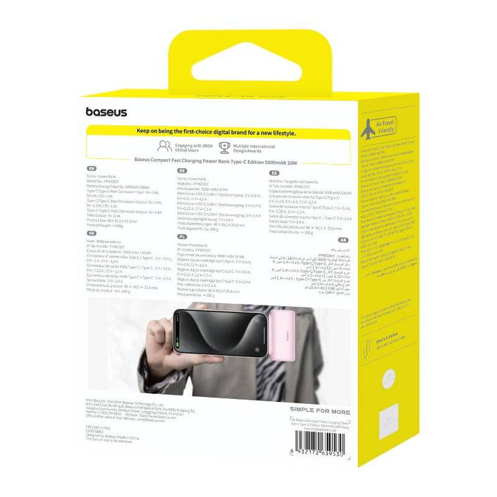 Powerbank Baseus Compact USB-C 5000mAh, 20W (pink)