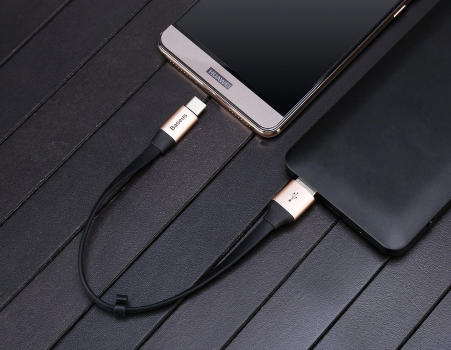 Baseus Nimble flat cable USB / USB-C cable with holder 2A 0.23M black (CATMBJ-01)