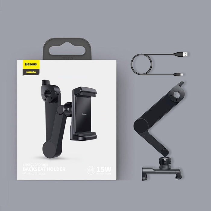 Baseus WXHZ-01 Qi Wireless Charger 15W Car Headrest Holder - Black