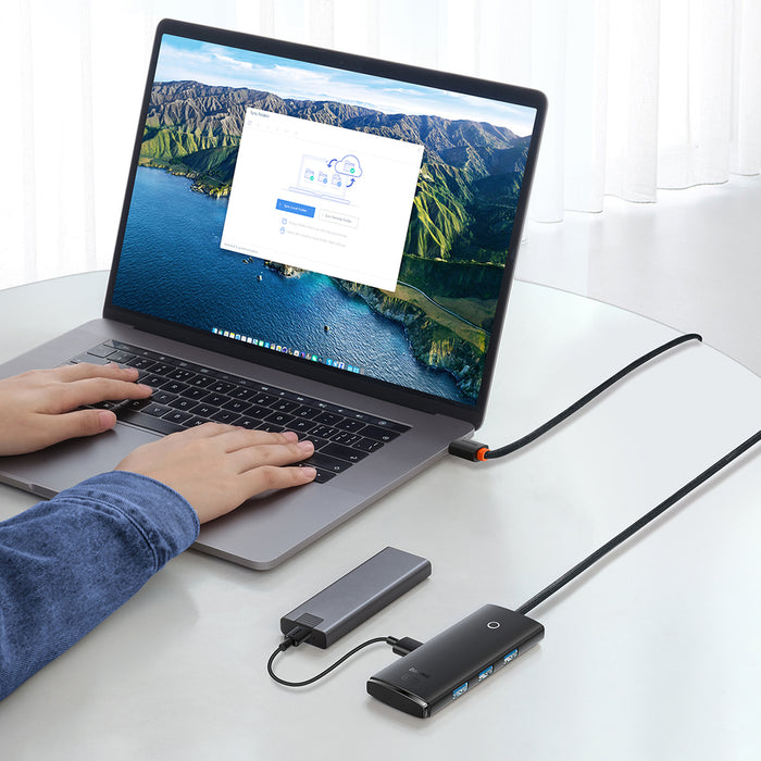 Baseus Lite Series HUB adapter USB-A to 4xUSB-A 3.0 5Gb / s black (WKQX030101)