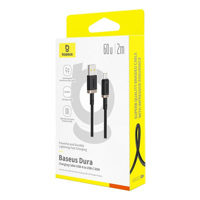 Baseus Dura USB Type A to Type C 60 W fast charging cable 2 m Black, Gold