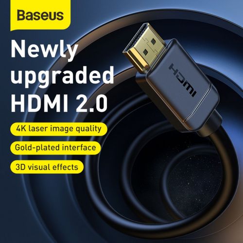 Baseus 2x HDMI 2.0 4K 60Hz Cable, 3D, HDR, 18Gbps, 1m (black)