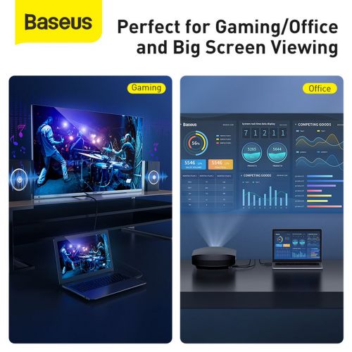 Baseus 2x HDMI 2.0 4K 60Hz Cable, 3D, HDR, 18Gbps, 1m (black)