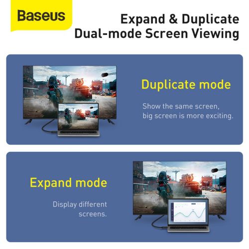 Baseus 2x HDMI 2.0 4K 60Hz Cable, 3D, HDR, 18Gbps, 1m (black)