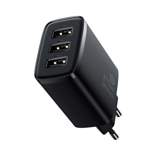 Baseus Compact Quick Charger, 3x USB, 17W (Black)