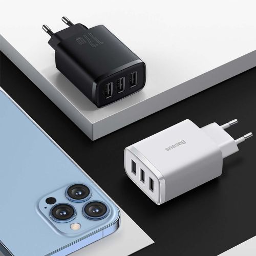 Baseus Compact Quick Charger, 3x USB, 17W (Black)