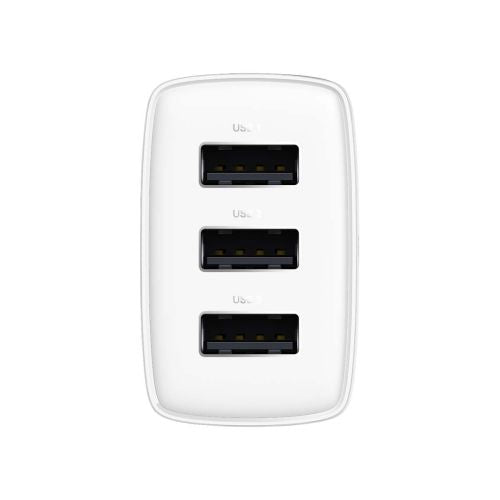 Baseus Compact Quick Charger, 3x USB, 17W (White)