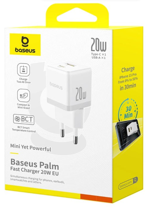 Baseus Palm 20W USB-C USB-A Wall Charger - White