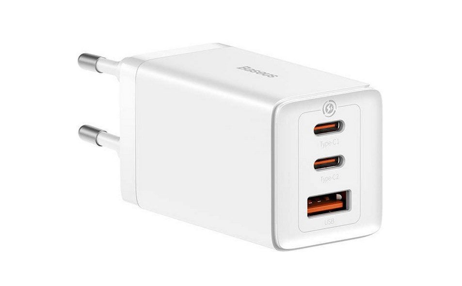 Wall charger Baseus GaN5 Pro 2xUSB-C + USB, 65W (white)