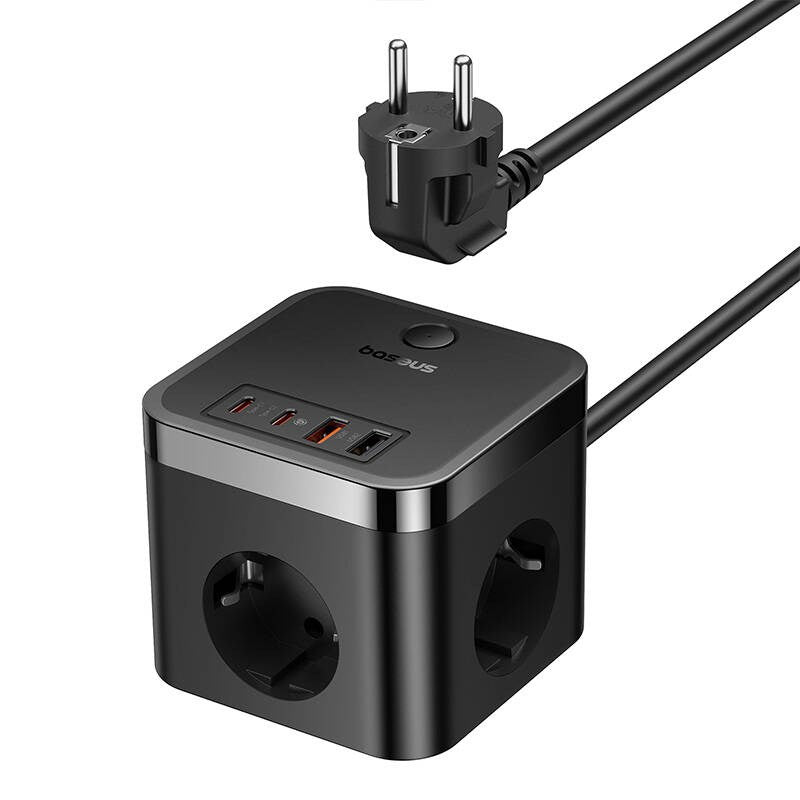 Baseus PowerCombo Universal power strip Indoor Black — Dragtek