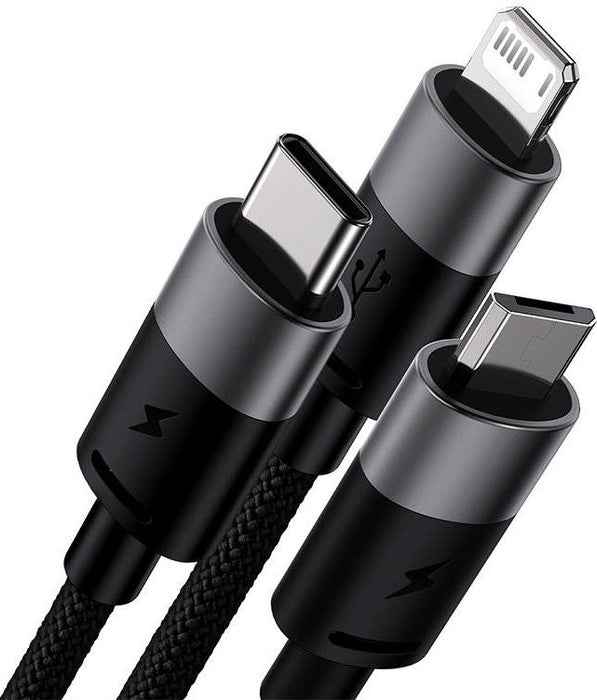 3in1 USB cable Baseus StarSpeed Series, USB-C + Micro + Lightning 3,5A, 1.2m (Black)