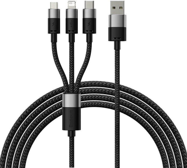 3in1 USB cable Baseus StarSpeed Series, USB-C + Micro + Lightning 3,5A, 1.2m (Black)