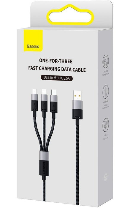 3in1 USB cable Baseus StarSpeed Series, USB-C + Micro + Lightning 3,5A, 1.2m (Black)