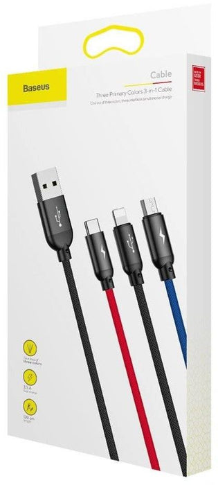 Baseus Rapid USB Cable 3in1 Type C / Lightning / Micro 3A 1,2M - Black