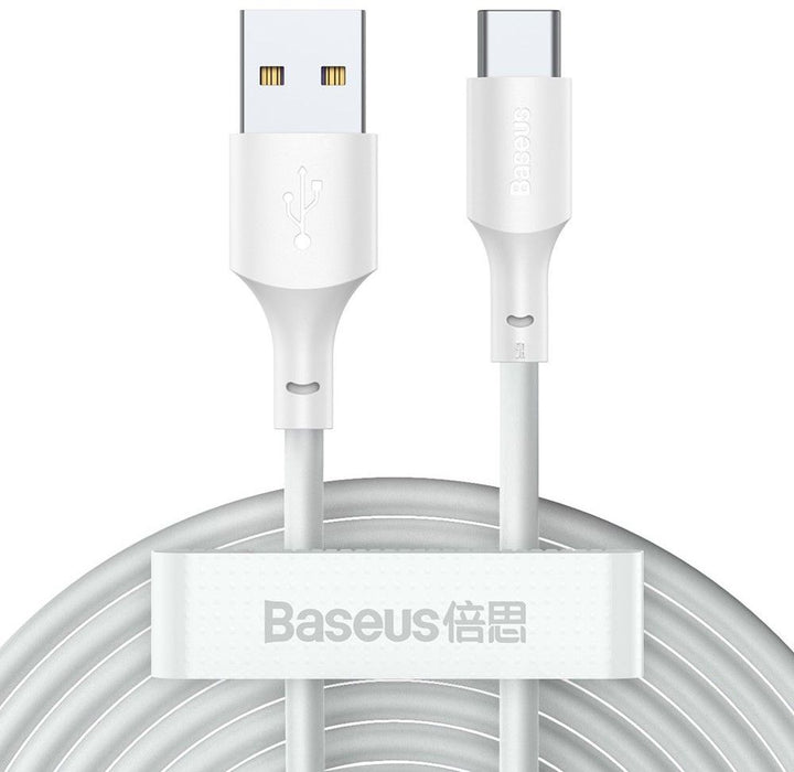 Baseus Simple Wisdom Data Cable Kit USB to Type-C 5A (2PCS/Set）1.5m White