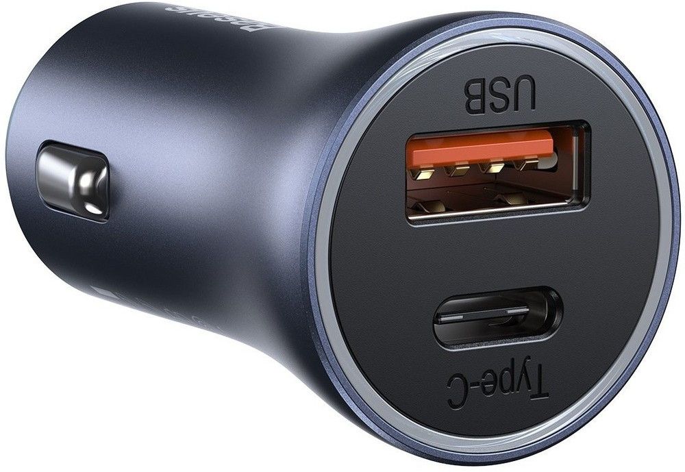 Baseus Golden Contactor Pro Car Charger USB + USB-C, QC4.0+, PD, SCP, 40W (gray) + Cable USB-C do iP 1m (black)