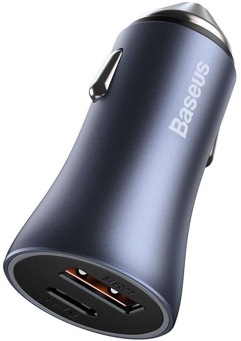 Baseus Golden Contactor Pro Car Charger USB + USB-C, QC4.0+, PD, SCP, 40W (gray) + Cable USB-C do iP 1m (black)
