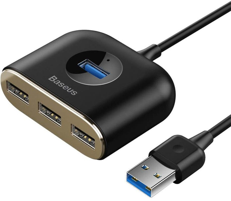 Baseus Square Round USB Adapter, HUB USB 3.0 to 1x USB 3.0 + 3x USB 2.0.1m (Black)