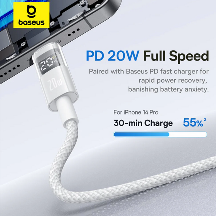 Baseus cable USB-C to Lightning, 2m, White