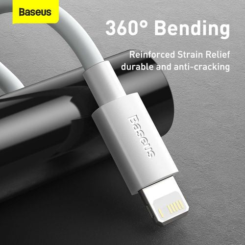 Baseus Simple Wisdom Data Cable Kit USB to Lightning 2.4A (2PCS/Set）1.5m White