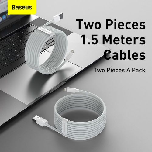 Baseus Simple Wisdom Data Cable Kit USB to Lightning 2.4A (2PCS/Set）1.5m White