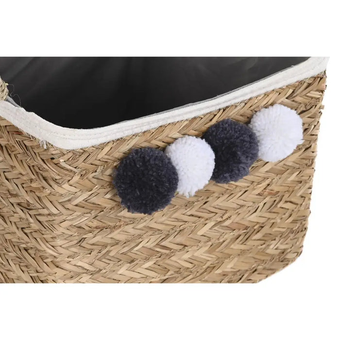 Basket set DKD Home Decor Natural Fibre Pompoms 33 x 33 x 25 cm - Баня<<<Дом Градина<<<BigBuy&&&Аксесоари и