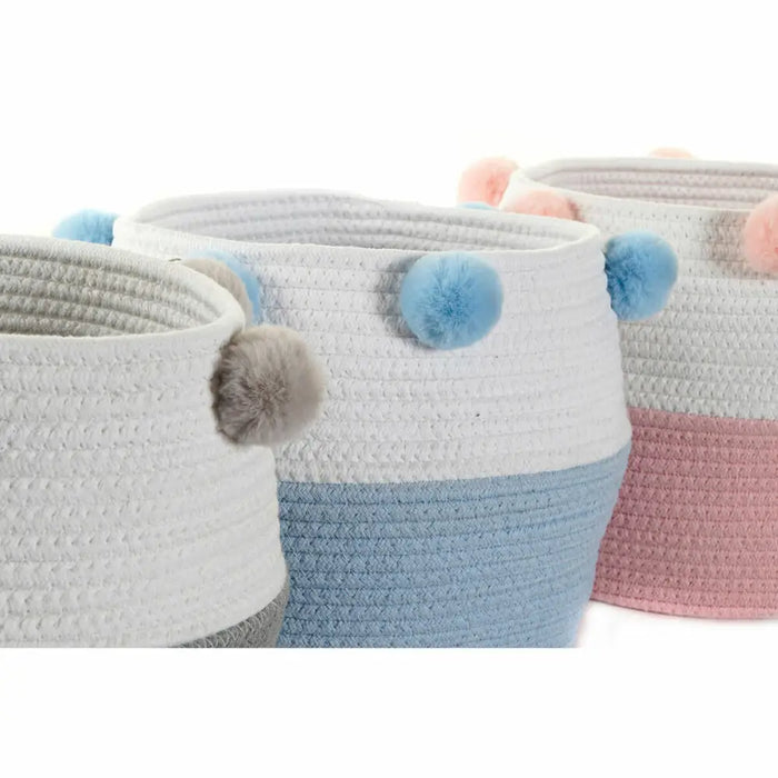 Basket set DKD Home Decor Pompoms 30 x 30 x 26 cm Wood - Баня<<<Дом Градина<<<BigBuy&&&Аксесоари и