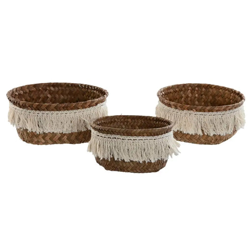 Basket set Home ESPRIT Natural Fibre Boho Worn 16 x 16 x 6 cm - Баня<<<Дом Градина<<<BigBuy&&&Аксесоари и