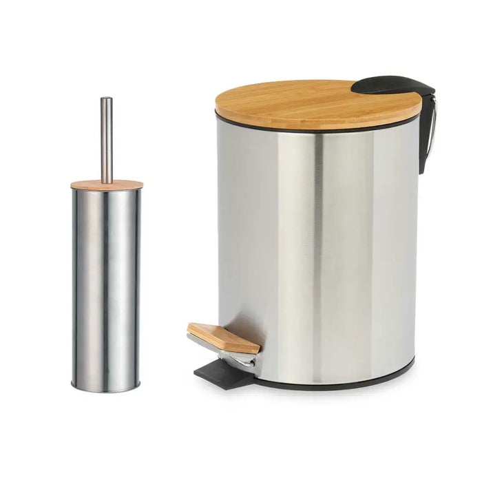 Bath Set Berilo Silver Bamboo Stainless steel polypropylene 25 x 28 x 20 cm 28,5 x 28 x 18 cm 2 Pieces (6 Units)