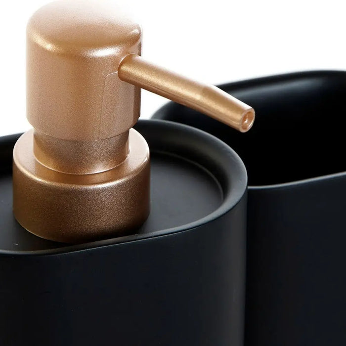Bath Set DKD Home Decor Black Golden PVC Resin Glam 8,5 x 6 x 18 cm (2 Units) - Баня<<<Дом Градина<<<BigBuy&&&Аксесоари