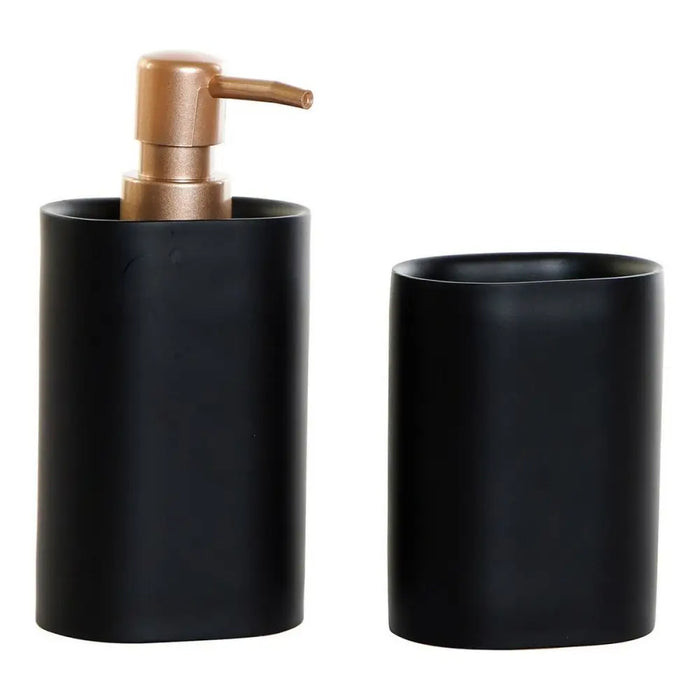 Bath Set DKD Home Decor Black Golden PVC Resin Glam 8,5 x 6 x 18 cm (2 Units) - Баня<<<Дом Градина<<<BigBuy&&&Аксесоари