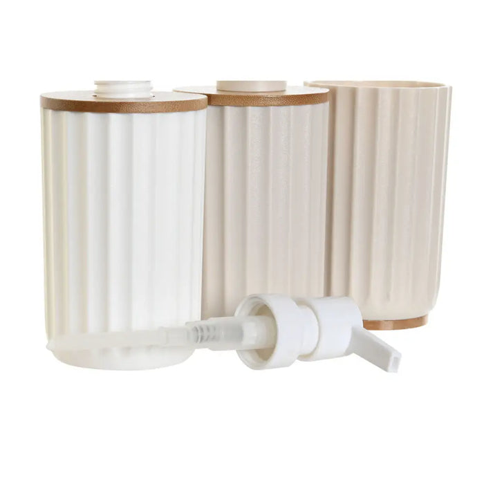 Bath Set DKD Home Decor White Beige Bamboo polystyrene 16 x 9 x 18 cm 3 Pieces (2 Units) - Баня<<<Дом