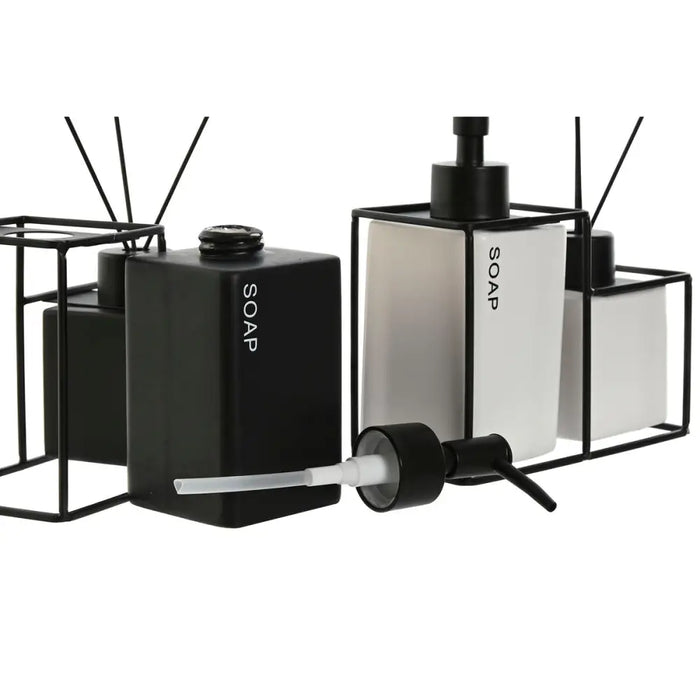Bath Set Home ESPRIT White Black Metal Dolomite 14,5 x 8 x 17 cm 2 Pieces (2 Units) - Баня<<<Дом