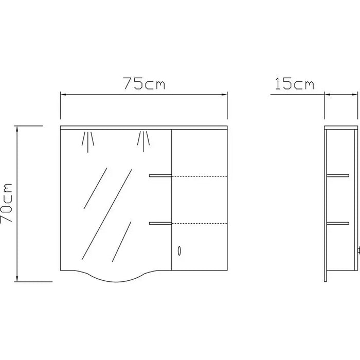BATHROOM CABINET WITH MIRROR RIGHT VICARD ELEKTRA - Мебели<<<Мебели и огледала за баня<<<Баня<<<Praktiker&&&Мебели за