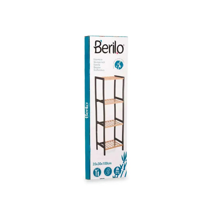 Bathroom Shelves Berilo Black Natural 35 x 30 x 100 cm 35,2 x 100,2 x 30,2 cm - Баня<<<Дом Градина<<<BigBuy&&&Аксесоари