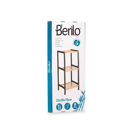 Bathroom Shelves Berilo Black Natural 35 x 30 x 70 cm 35,2 x 70 x 30,2 cm - Баня<<<Дом Градина<<<BigBuy&&&Аксесоари и