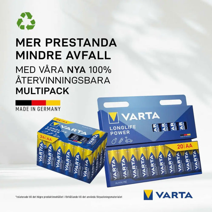 Batteries Varta alkalina longlife power aa - lr06 1,5 V AA LR06 (24 Pieces) (24 Units) - Електроника