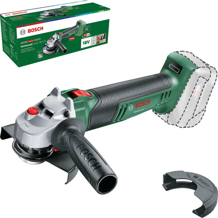 BATTERY ANGLE GRINDER BOSCH UNIVERSALGRIND 18V-75 18 V WITHOUT BATTERY AND CHARGER 125 mm - Ъглошлайфи<<<Шлайф